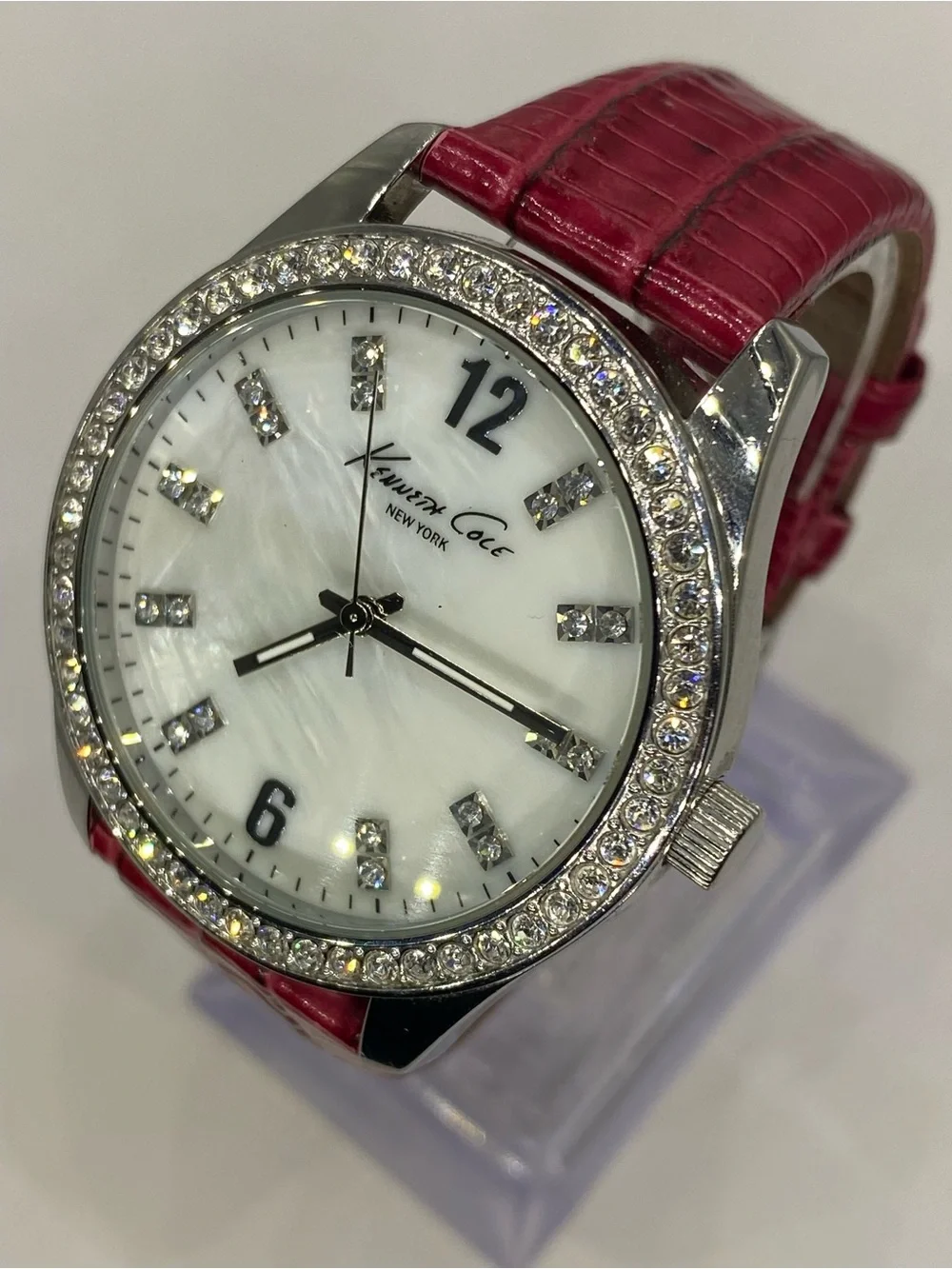 Men’s ^^^ Kenneth Cole  *** New York  *Red Strap *** Crystal Bezel  *^* Iced ^^^